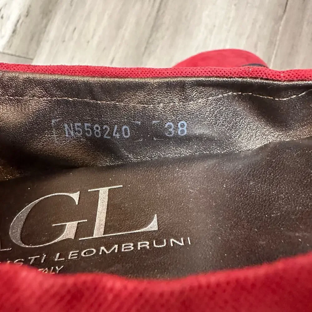 AGL Attilio Giusti Leombruni Patent Toe Ballet Flats Women's Red Black Size 38